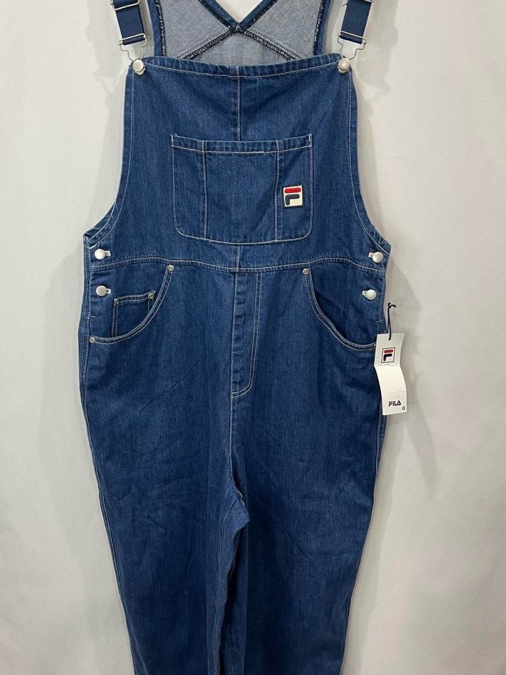 FILA Dark Blue Denim Overalls with Logo Patch